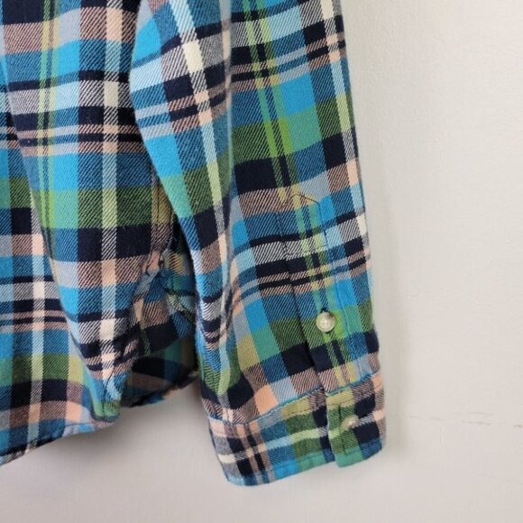 wilfred Free Aritzia Plaid Button Down Shirt Flannel Blue Green S - Picture 5 of 11